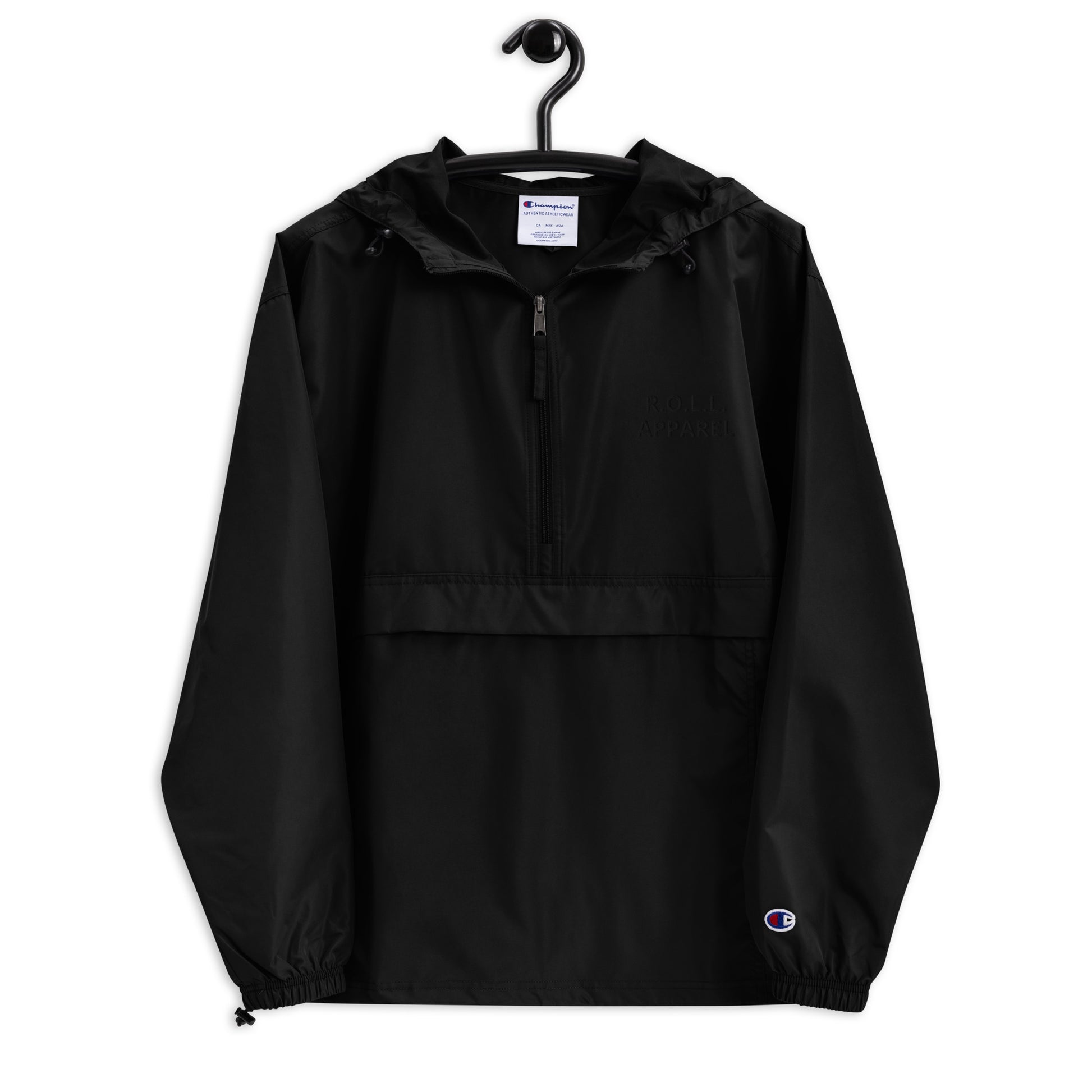 Black Packable Champion Jacket – R.O.L.L. Apparel